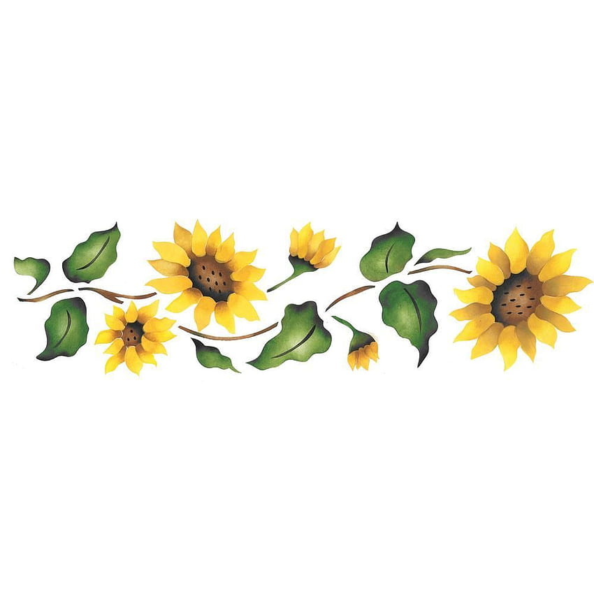 Designer Stencils Sunflower Border Wall Stencil Sunflower Sunflower Drawing HD Phone Wallpaper