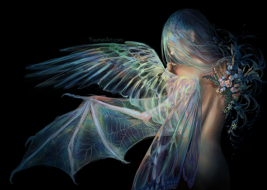 In Search Of Flight Wings Black Fantasy Yuumei Art Angel Luminos