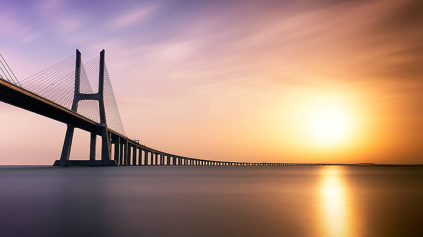 Vasco Da Gama Bridge Sunset Portugal HD Wallpaper Pxfuel