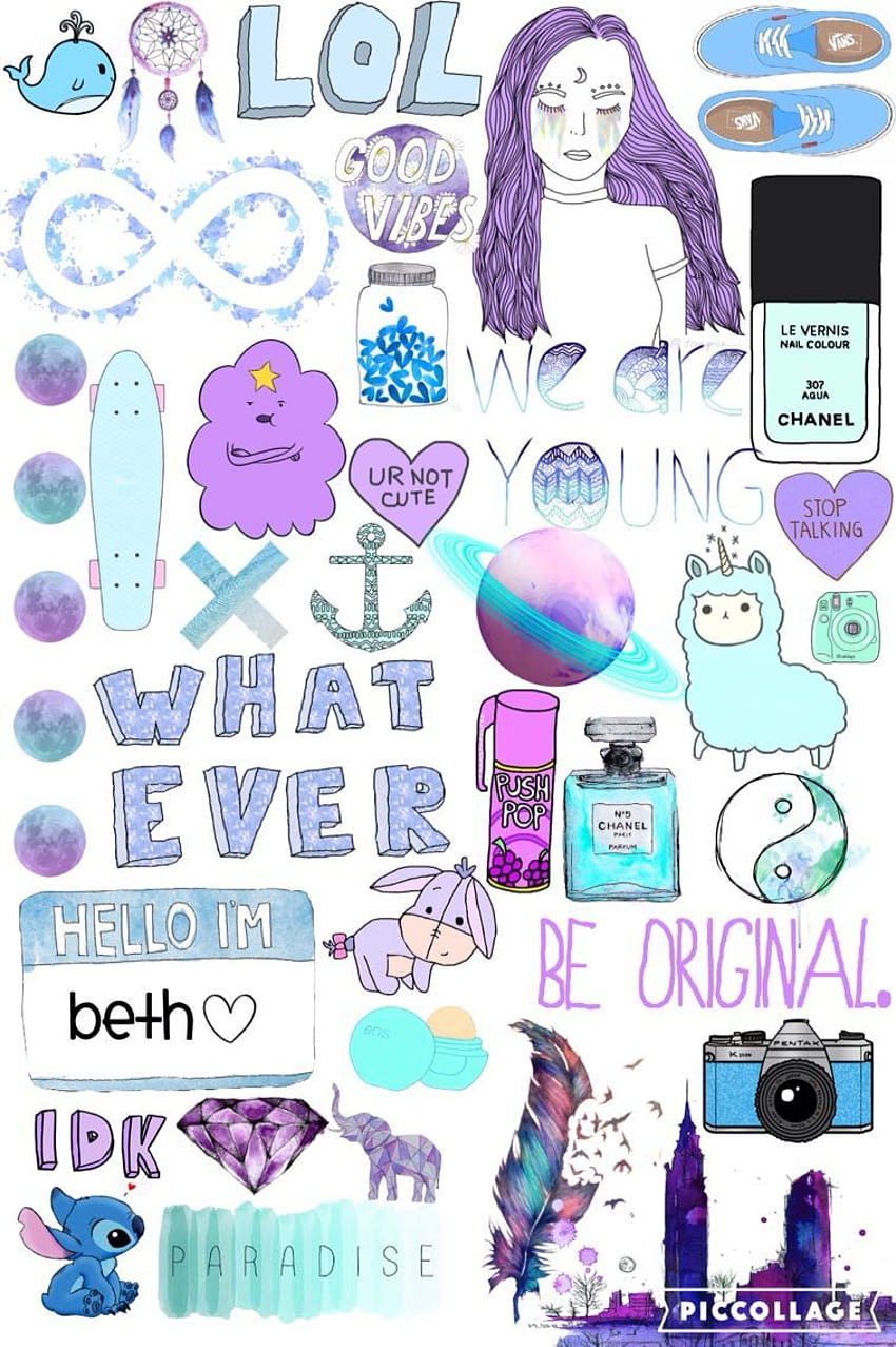 Purple Aesthetic Stickers Collage Hd Phone Wallpaper Pxfuel