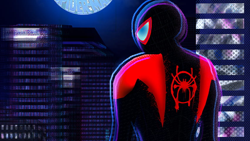 Spiderverse Oscar Winner Poster Superheroes Spiderman Neon Hd