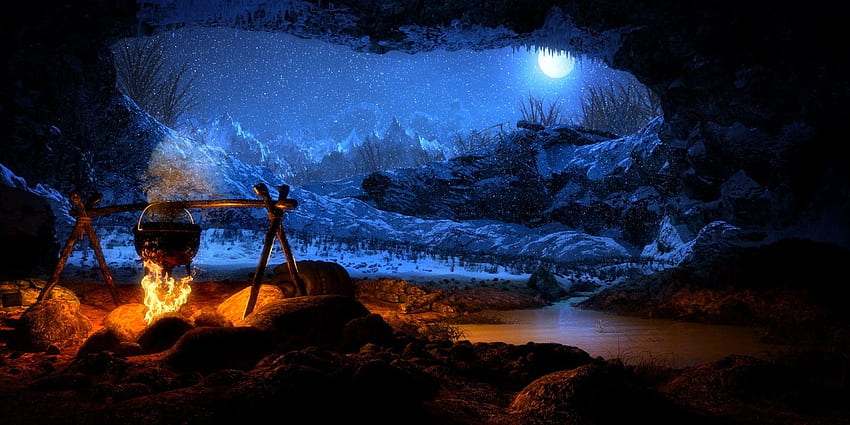 Moonlight Tag Blue Moonlight Winter Paintings Camping Scenes Hd