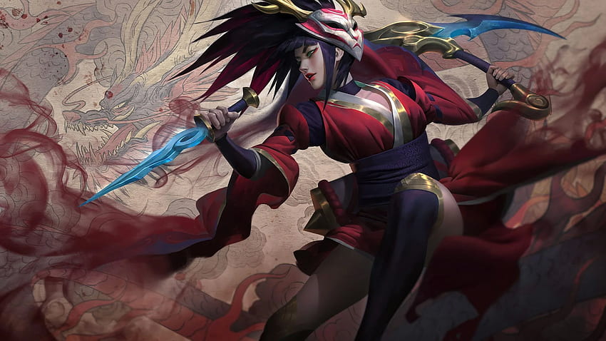 Blood Moon Akali Warriors Splash Art League Of Legends Vdeo Game Hd