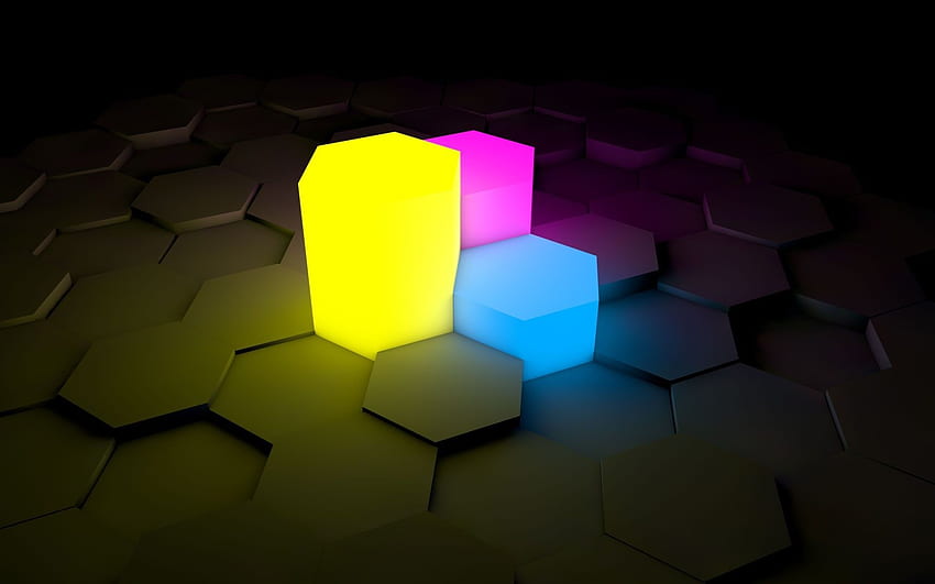 Neon Hexagons Neon Hexagon Abstract Rainbow Hexagon HD Wallpaper