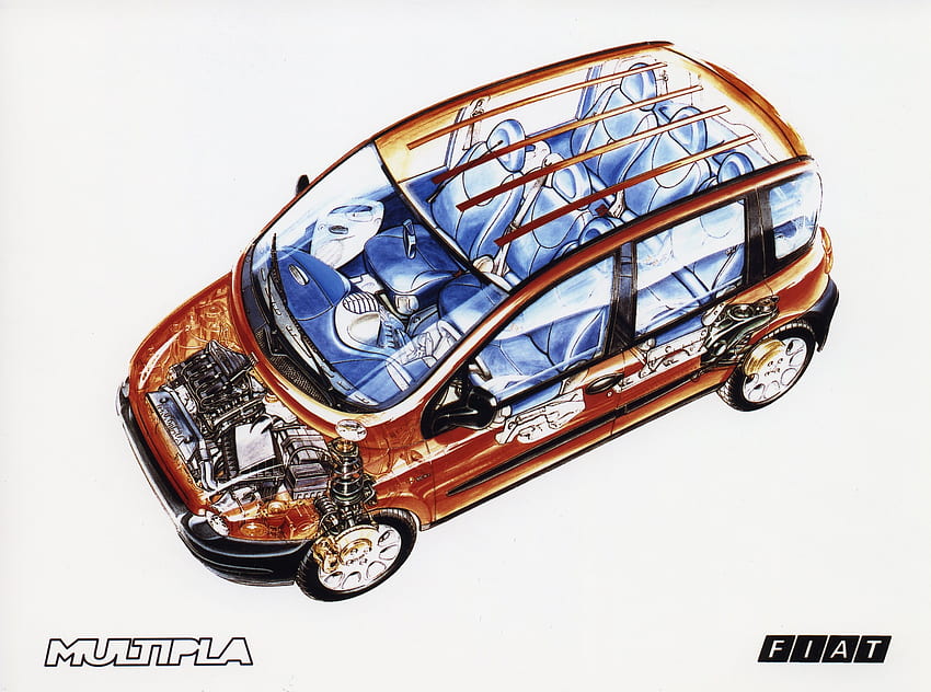 Fiat Multipla Cars Technical Cutaway And Mobile Background Hd