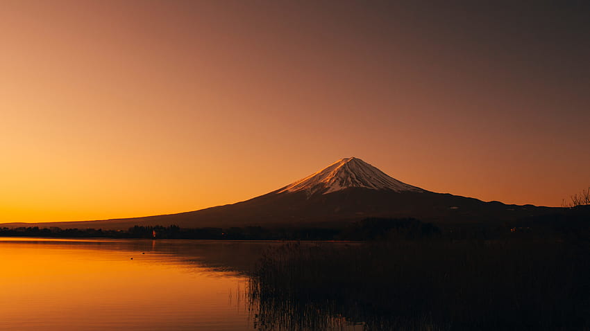 Lake Kawaguchi Mount Fuji Mountain Nature Sunset U Hd