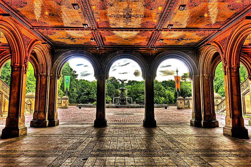 Central Park Background Bethesda Terrace Central Park Hd Wallpaper