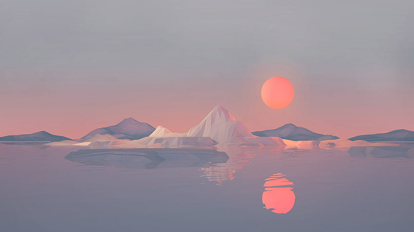 Iceberg Minimalist , Artist , Artwork , Digital Art , , Iceberg , Low Poly , Minimalism , Minimalist Tapeta HD