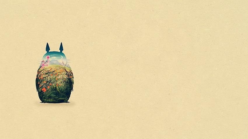 astratto, minimalista, Totoro, My Neighbor Totoro, anime, beige, Cool Totoro Sfondo HD