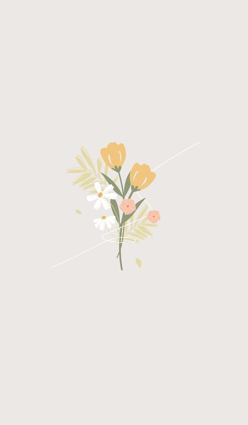 Tela de bloqueio estética para Tumblr. Tela de bloqueio estética. Bonito simples, flores vintage, iphone simples, desenho de flor única Papel de parede de celular HD