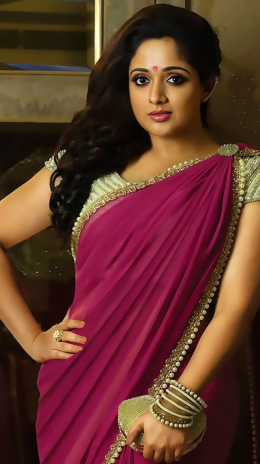 Kavya madhavan, aktris malayalam, saree beauty wallpaper ponsel HD