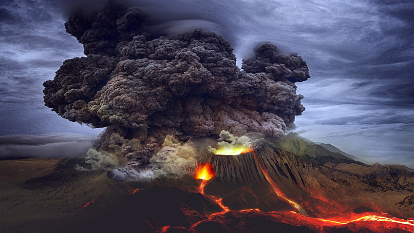 éruption, volcan, nuages, , u 16:9, écran large, , arrière-plan, 21571, Éruptions volcaniques Fond d'écran HD