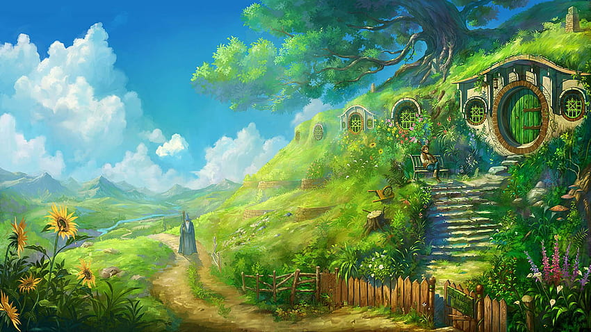 Rysunek domów Hobbita Tapeta HD