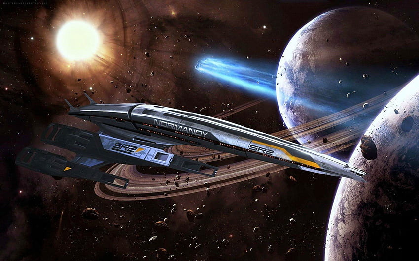 Normandy Sr 2 Schiffe Space Planet Meteorite Asteroids Gaming & Latest Ultra . Mass Effect, Mass Effect Schiffe, Mass Effect Charaktere HD-Hintergrundbild