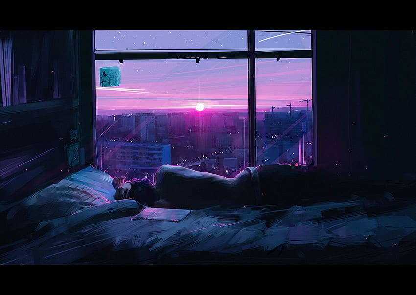 Ästhetisches Anime-Schlafzimmer, gemütlicher Anime HD-Hintergrundbild