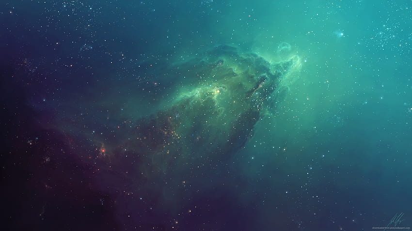 シアン宇宙星雲 高画質の壁紙