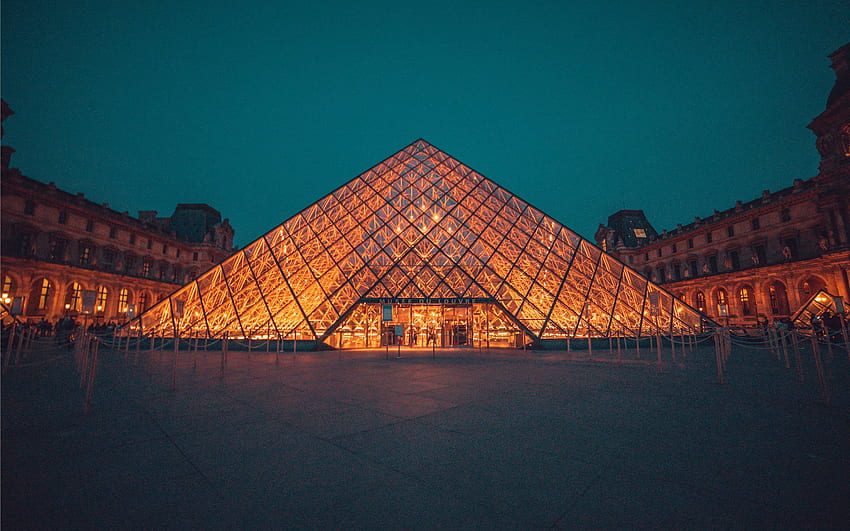 Музеят Лувър през нощта Mac HD тапет