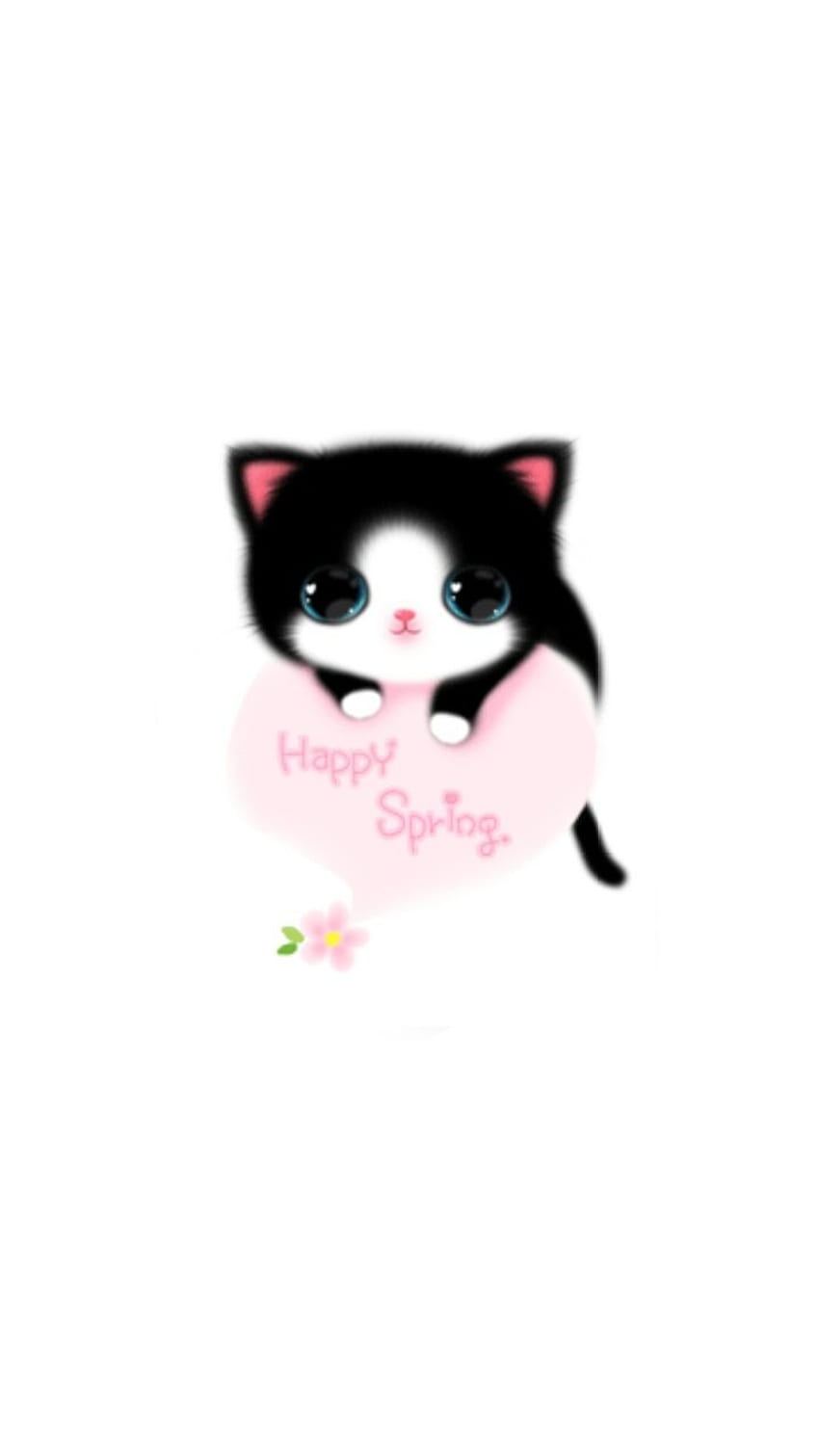 Happy Spring. Cute cartoon , Cute , Cat, Cute Spring Cats HD phone wallpaper
