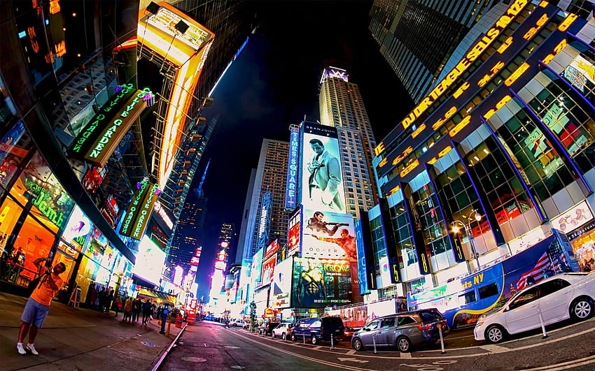 illiaskh sulla città di Neon. Times Square, città Usa, NYC Times Square Sfondo HD