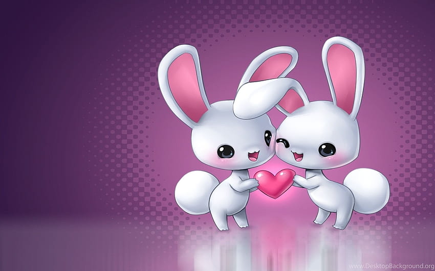 กระต่ายน่ารักรักพื้นหลังเคลื่อนไหวรักการ์ตูน วอลล์เปเปอร์ HD