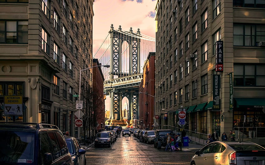 Бруклински мост, Ню Йорк, Ню Йорк, архитектура, улица • For You For & Mobile, Aesthetic New York City HD тапет