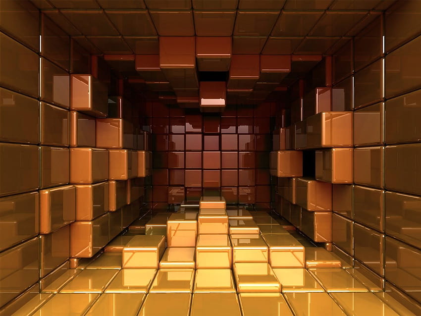 Brown Square 3D walls of glass . , 3D Squares HD wallpaper