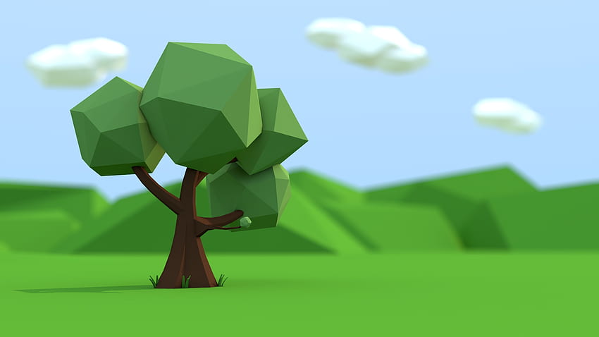 low poly, Trees, Clouds / and Mobile Background HD wallpaper