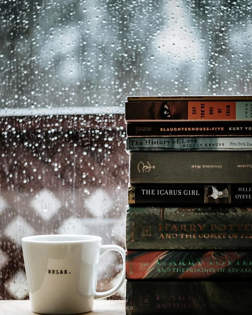 커피와 책. 커피와 책, 커피책 비, 비와 커피 HD 전화 배경 화면