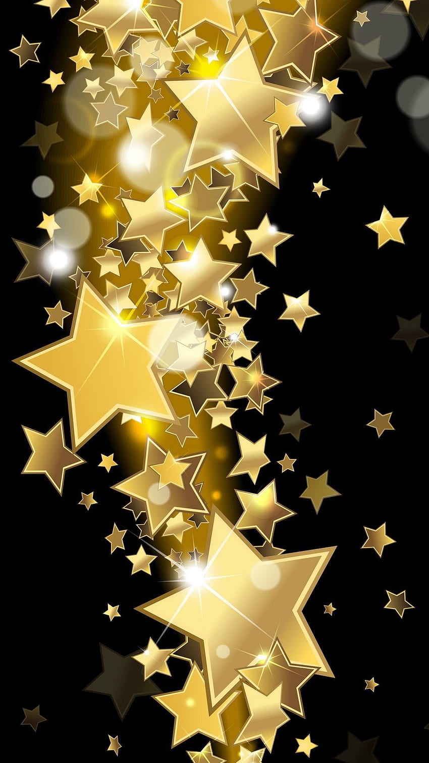 Goldene Sterne, schwarze und goldene Sterne HD-Handy-Hintergrundbild
