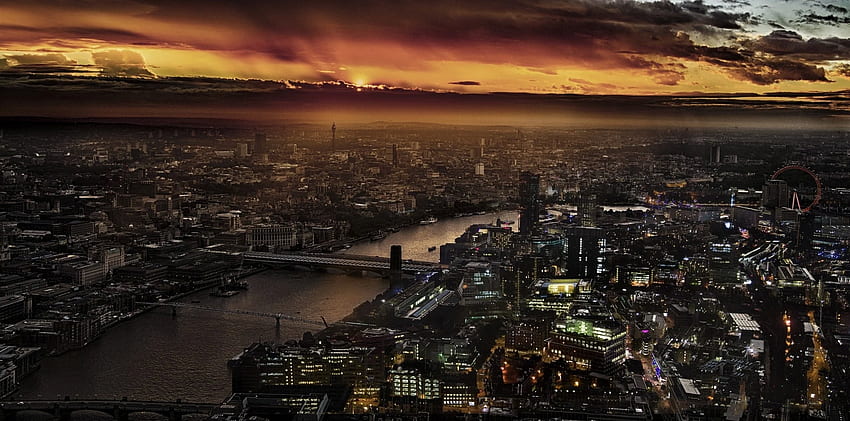 sunset cityscape london sky river . Cool for me!, London Aerial HD wallpaper