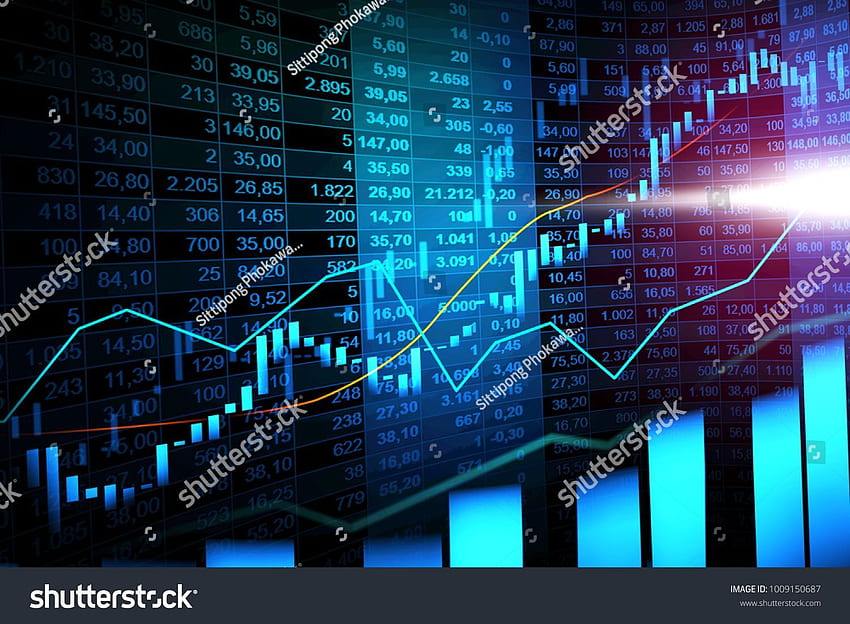 Börsen- oder Forex-Handelsdiagramm mit Candlestick-Diagramm, das für Finanzanlagekonzepte geeignet ist. Wirtschaftstr. Candlestick-Chart, Aktienmarkt, Online-Handel HD-Hintergrundbild