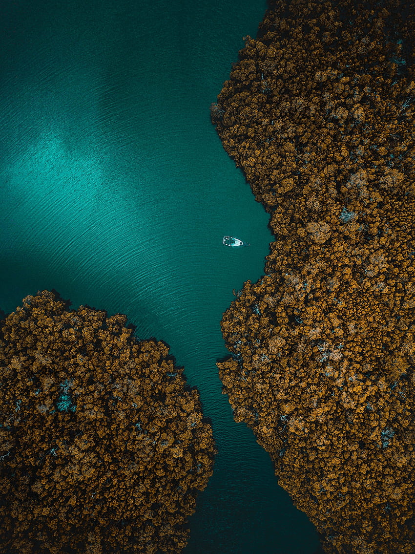 Природа, Гледка отгоре, Океан, Остров HD тапет за телефон