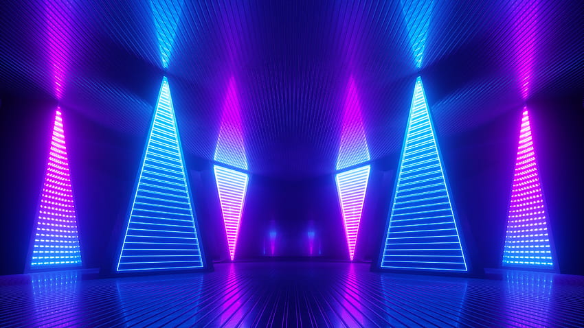 Blue Pink Lights Retro Wave Synthwave 3D Vaporwave Vaporwave HD wallpaper