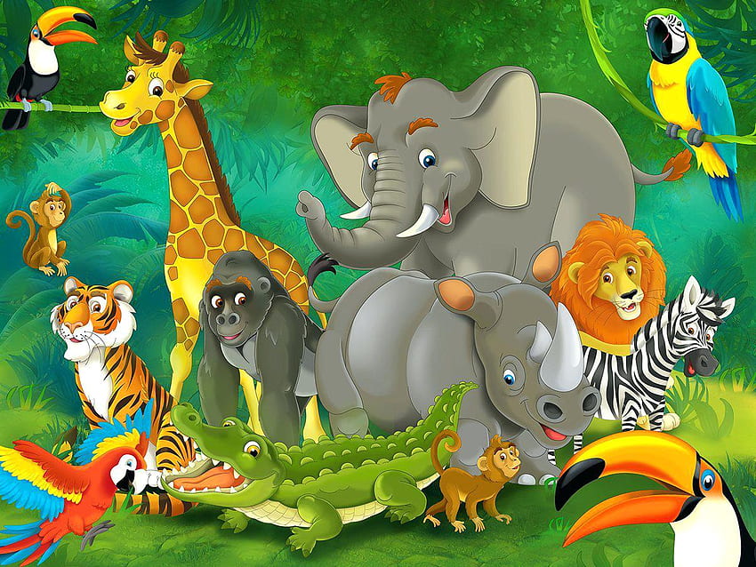 Kreskówka dzikich zwierząt z dżungli – Kargo, kreskówka o zwierzętach Tapeta HD