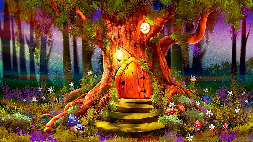 . 妖精の家、定義形式、庭の妖精 高画質の壁紙