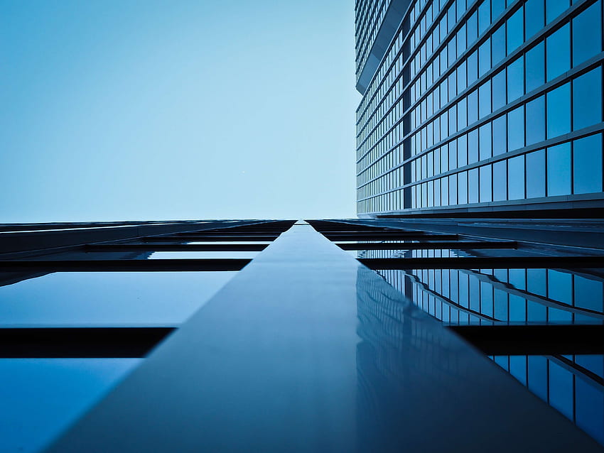 Bürogebäude, Hintergrund, futuristisches Büro HD-Hintergrundbild