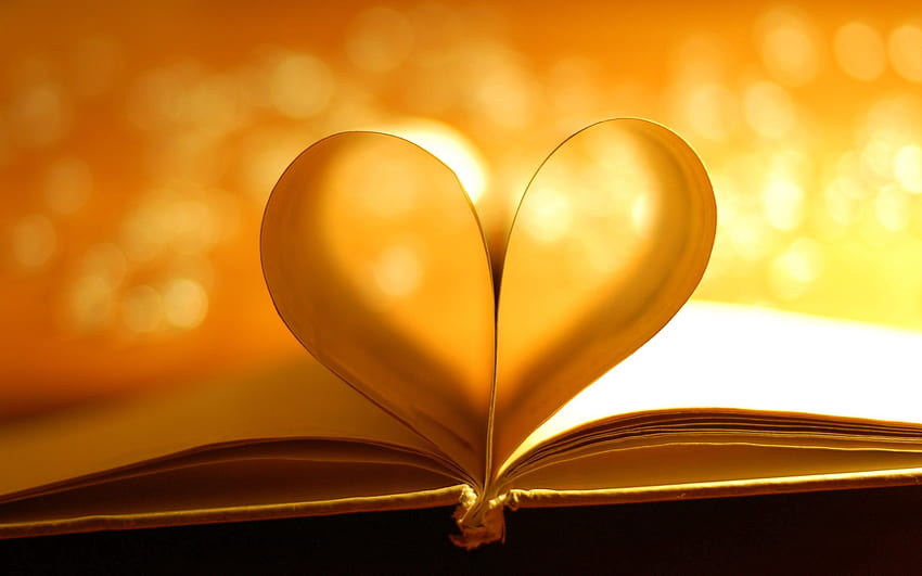 Amore, splendore, luce, ombra, cuore, libro, pagina, pagine Sfondo HD