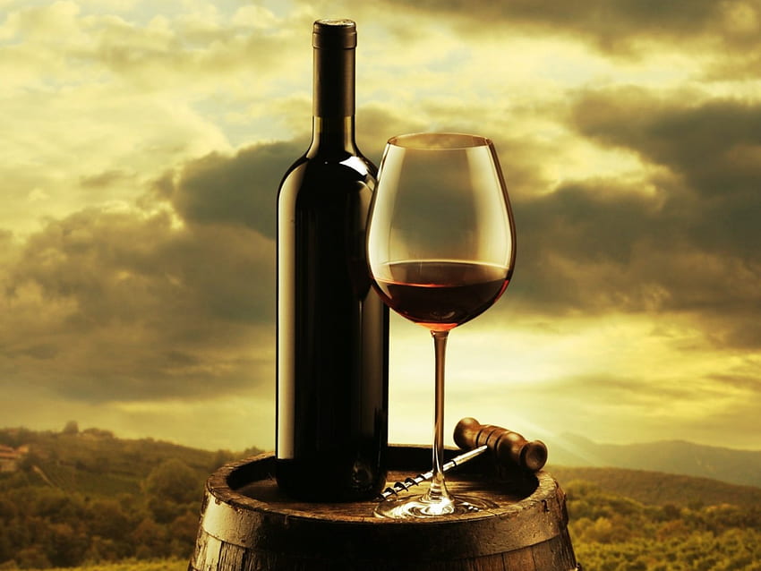 a glass of wine, glass, sky, dark, wine HD wallpaper