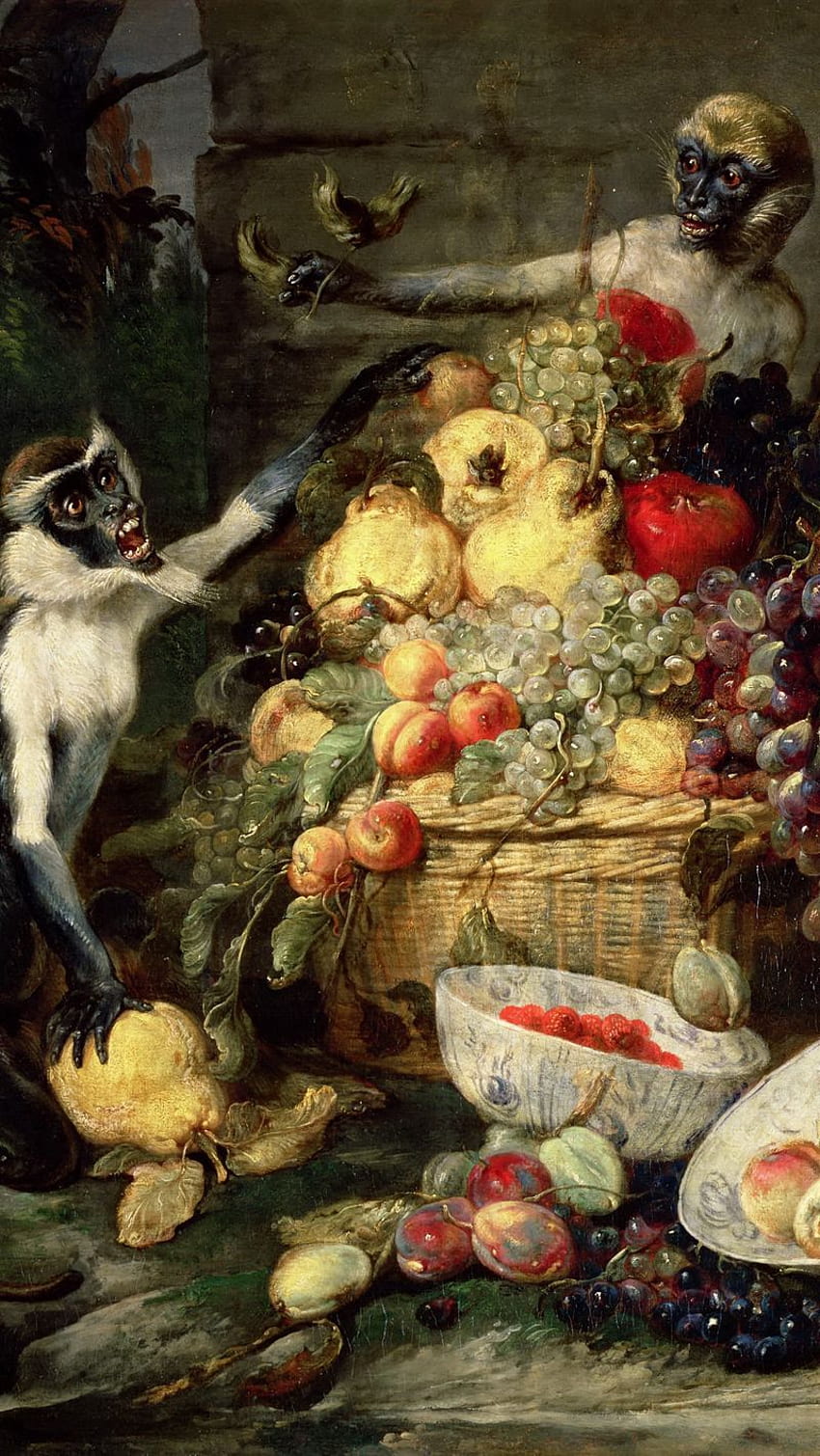 Frans Snyders, Monkeys Stealing Fruit, , Baroque, Flanders Iphone Se 5s 5c 5 For Parallax Background, バロック絵画 HD電話の壁紙