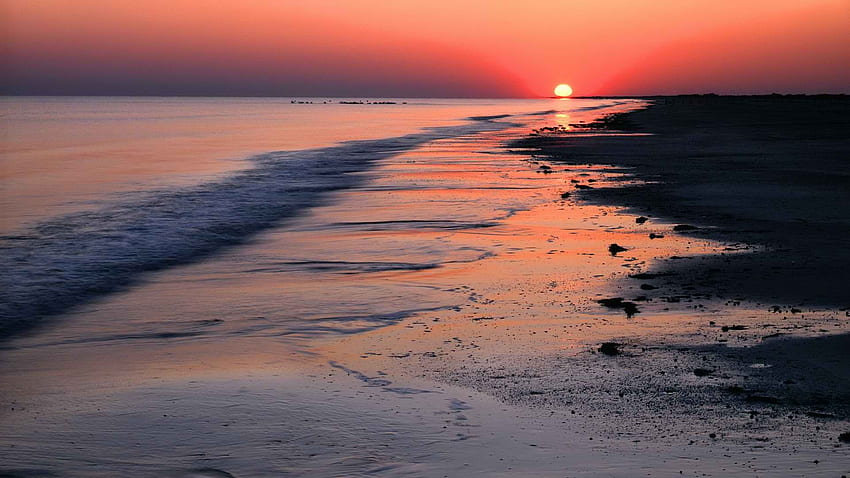matahari terbenam, Meksiko, Texas, Lingkar, Taman, Teluk, Laut / dan Latar Belakang Seluler, Pantai Texas Wallpaper HD