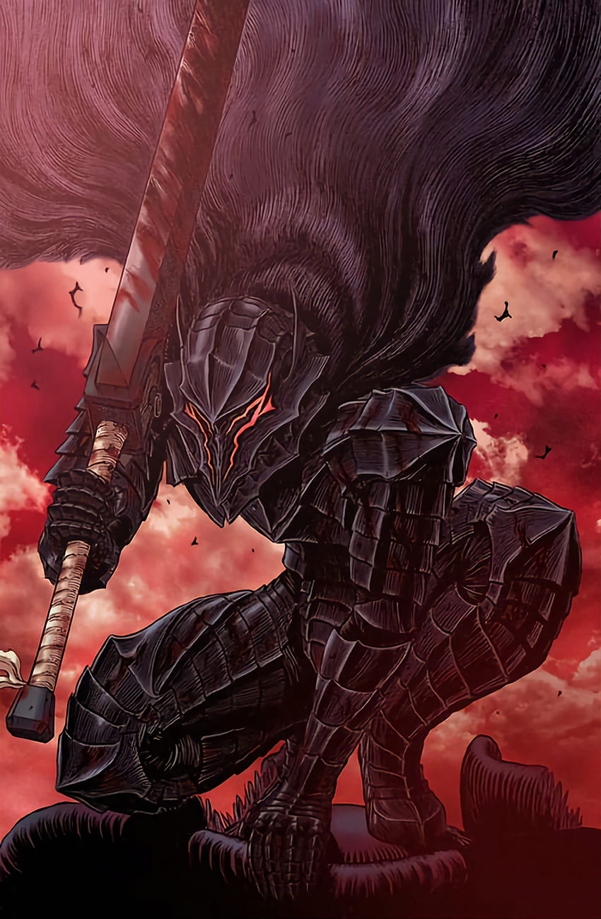 Berserk, red, swordsman, manga, guts, anime HD phone wallpaper