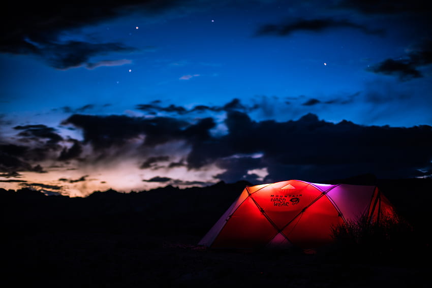 하늘, 밤, 어두운, 텐트, 캠핑, 캠프장 HD 월페이퍼