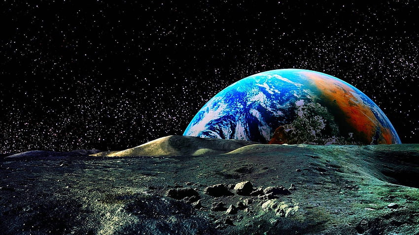 Earth To For, Moon Surface HD wallpaper