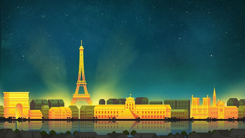 Risoluzione minimalista della Torre Eiffel di Parigi, Parigi gialla Sfondo HD