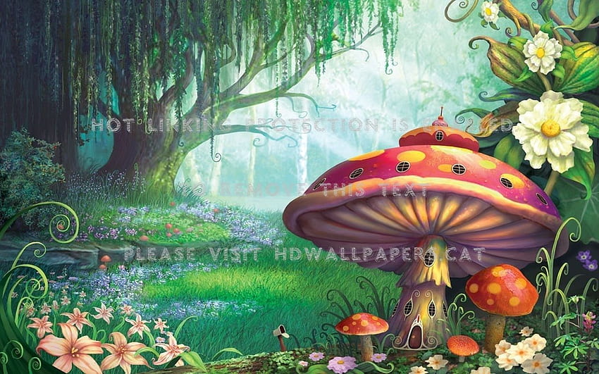 mushroom house fairy home fungi fantasy HD wallpaper