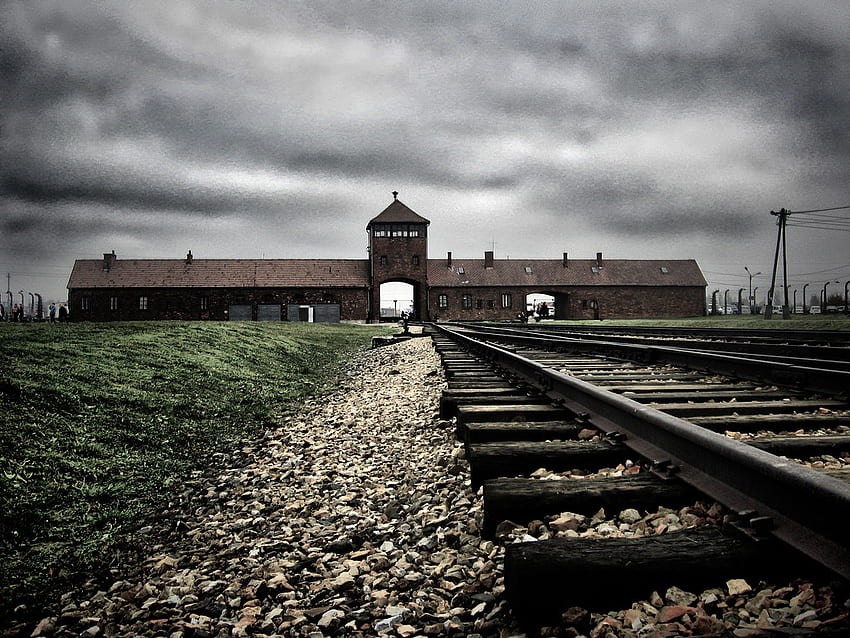 Konzentrationslager Auschwitz - Version 2.0. Der Haupteingang HD-Hintergrundbild
