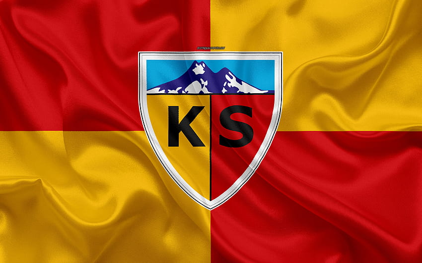 Kayserispor, , yellow red silk flag, logo HD wallpaper