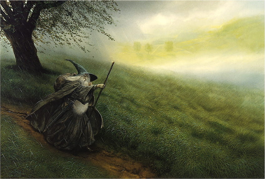 Władca Pierścieni, Gandalf, John Howe, Hobbit / i mobilne tło Tapeta HD