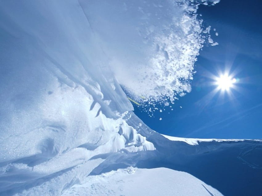 冬の氷、冬、青、空、雪、太陽、氷 高画質の壁紙