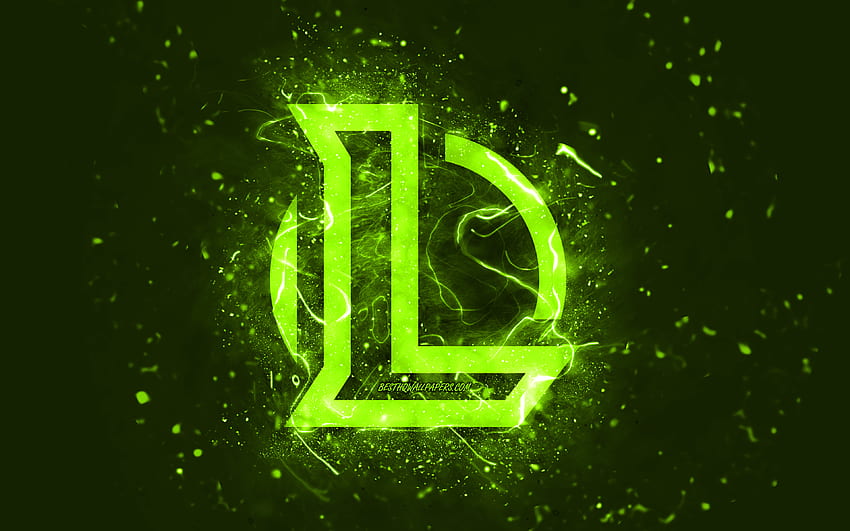 League of Legends lime logo, , LoL, lime neon lights, creative, lime abstract background, League of Legends logo, LoL logo, online games, League of Legends HD wallpaper